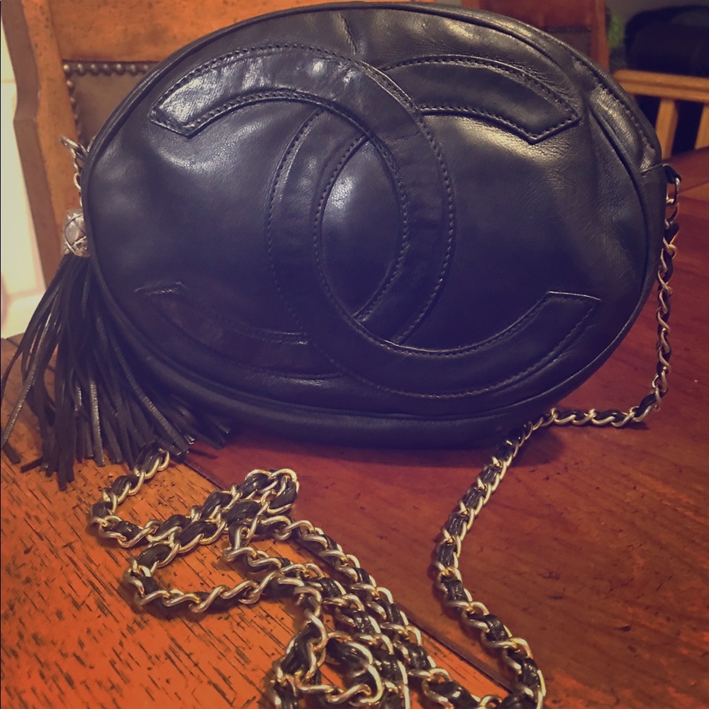 Chanel cc logo Lambskin Leather Shoulder Bag- Rare